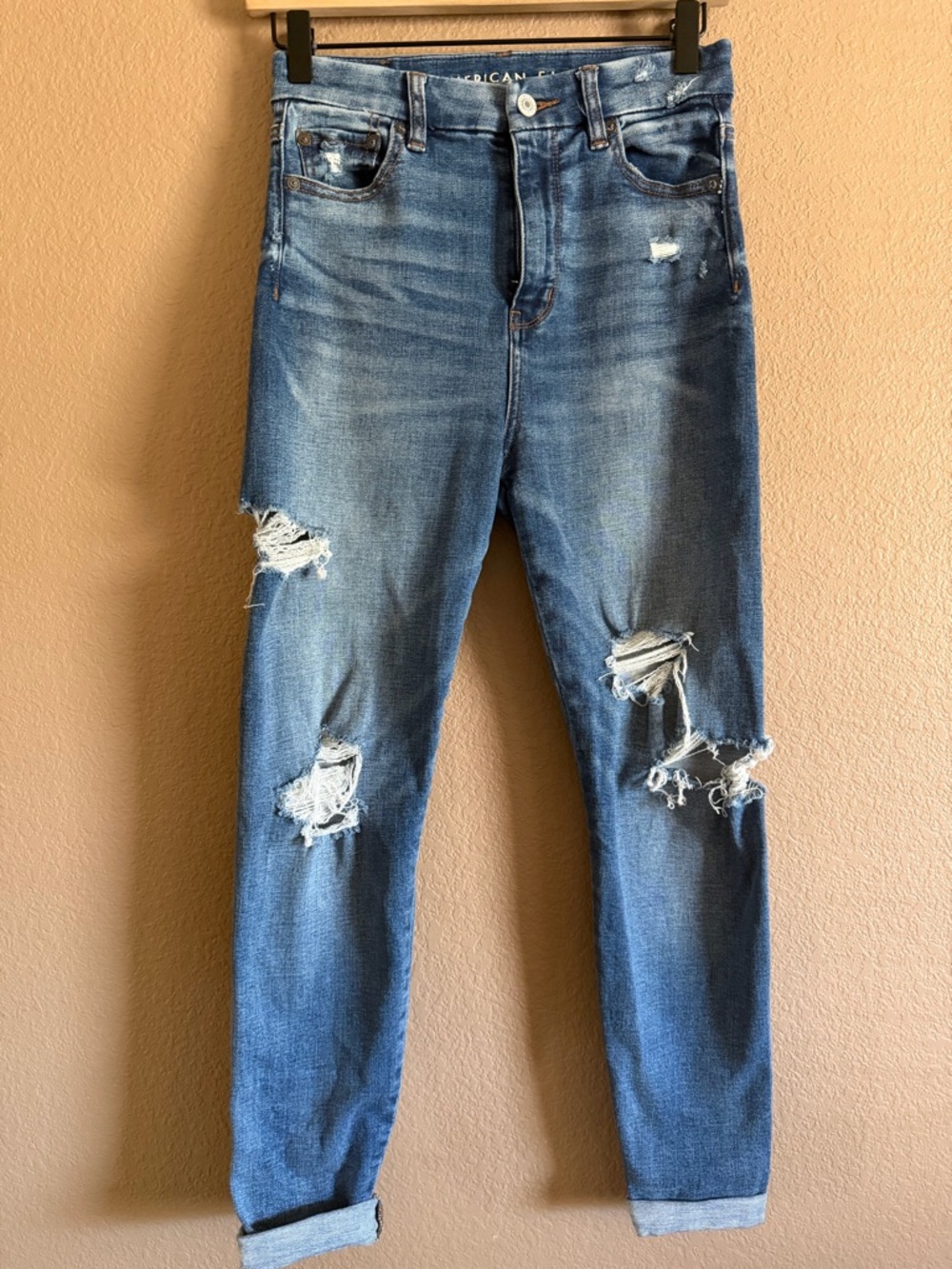 American Eagle Curvy Super High Rise Distressed Jeggings Size 0 Short